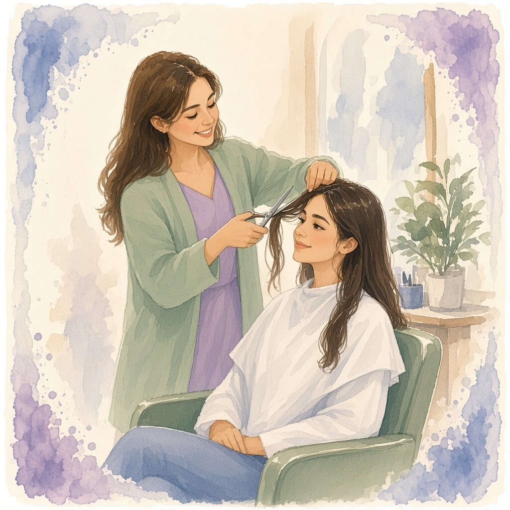 A client having her hair cut